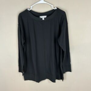 Garnet Hill Dark Gray Top With Ribbed Details Size Medium